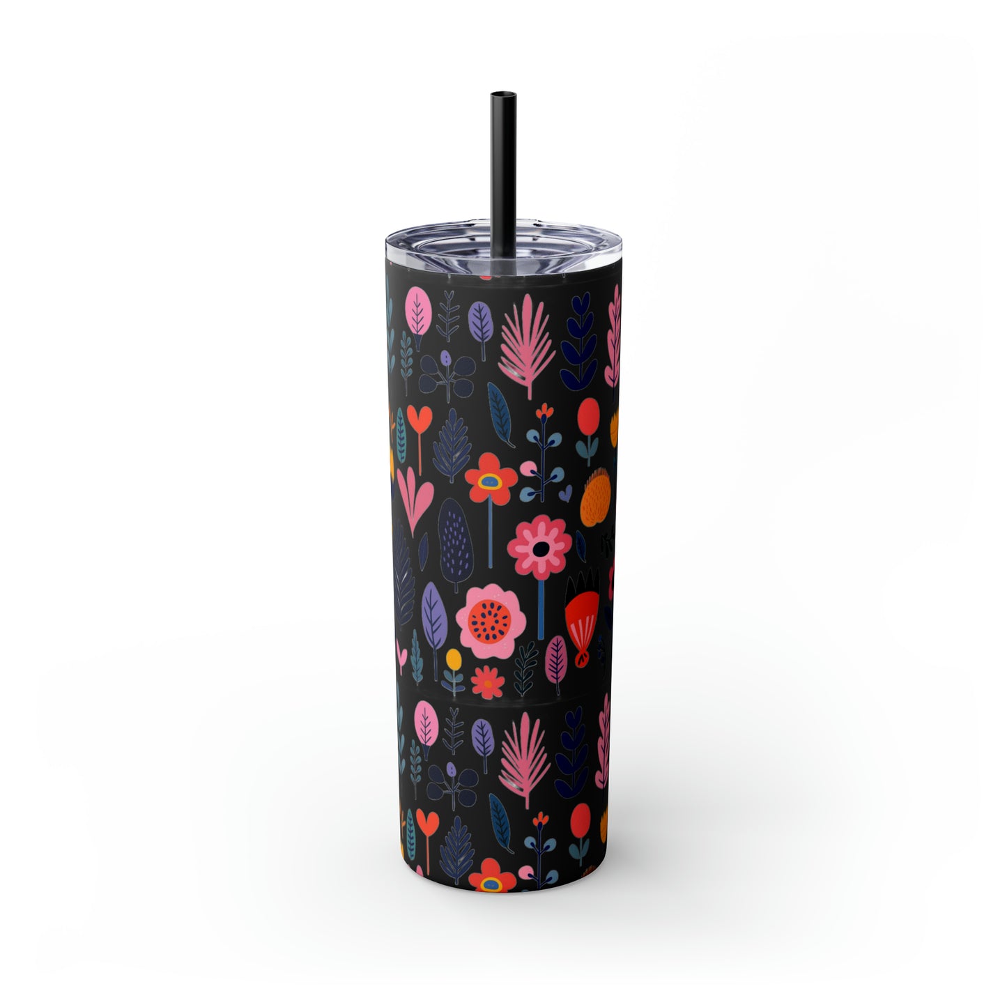 Flowers Maars Skinny Tumbler with Straw, 20oz