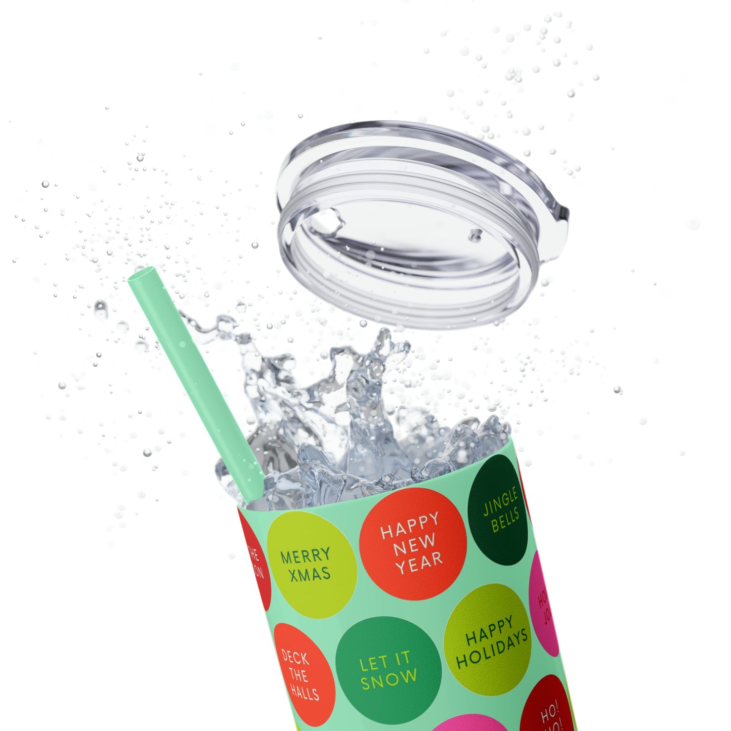 Holiday Polkadots Maars Skinny Tumbler with Straw, 20oz