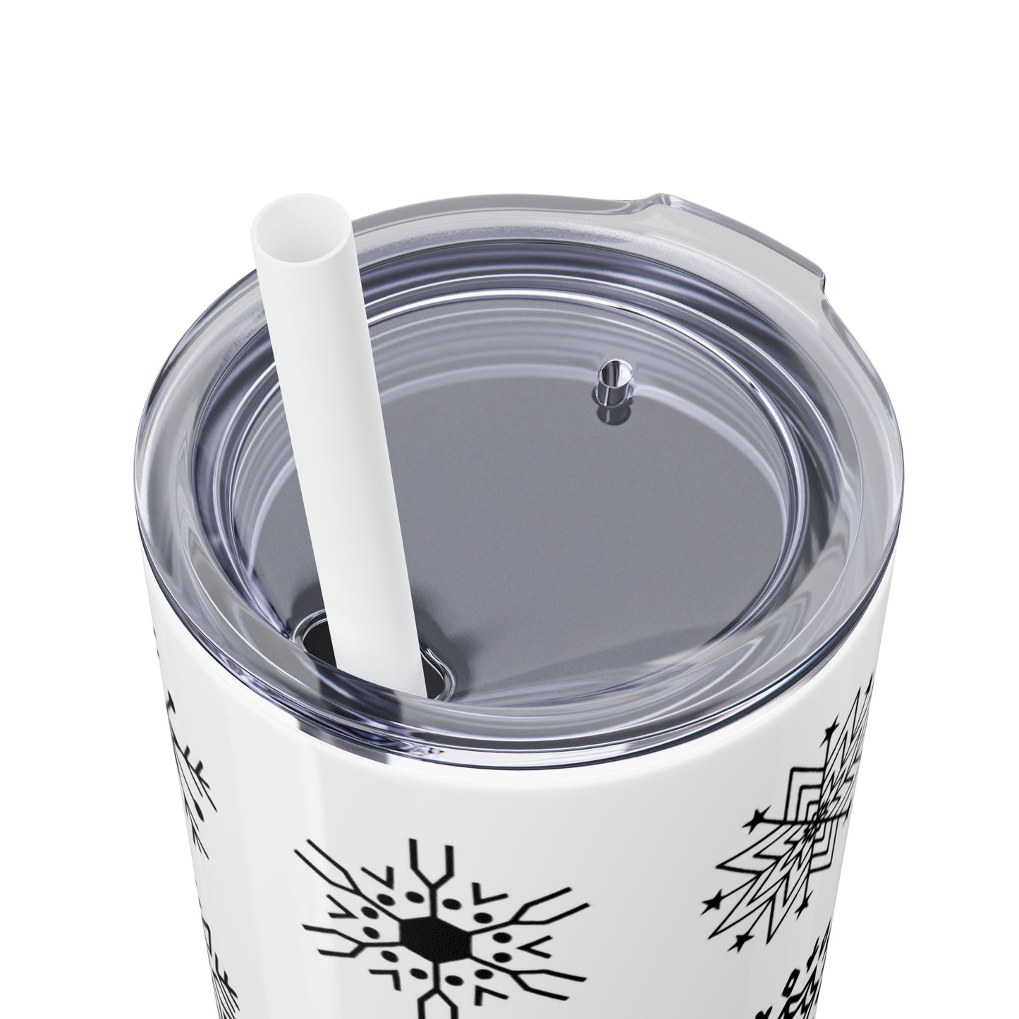 Snowflake Maars Skinny Tumbler with Straw, 20oz