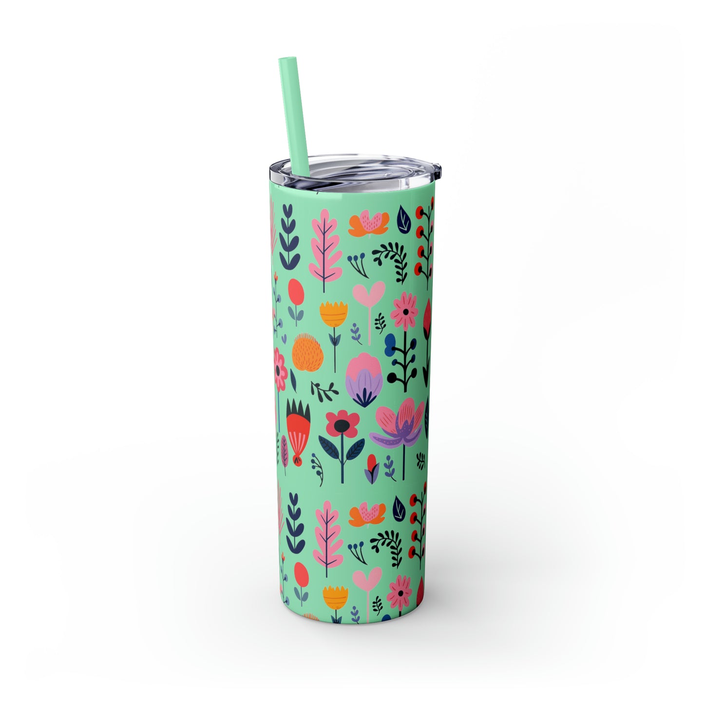 Flowers Maars Skinny Tumbler with Straw, 20oz