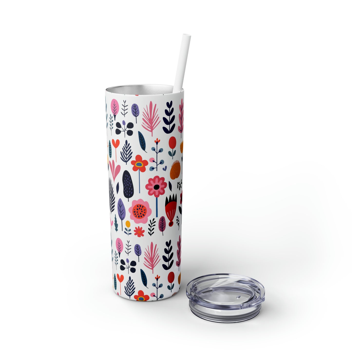 Flowers Maars Skinny Tumbler with Straw, 20oz