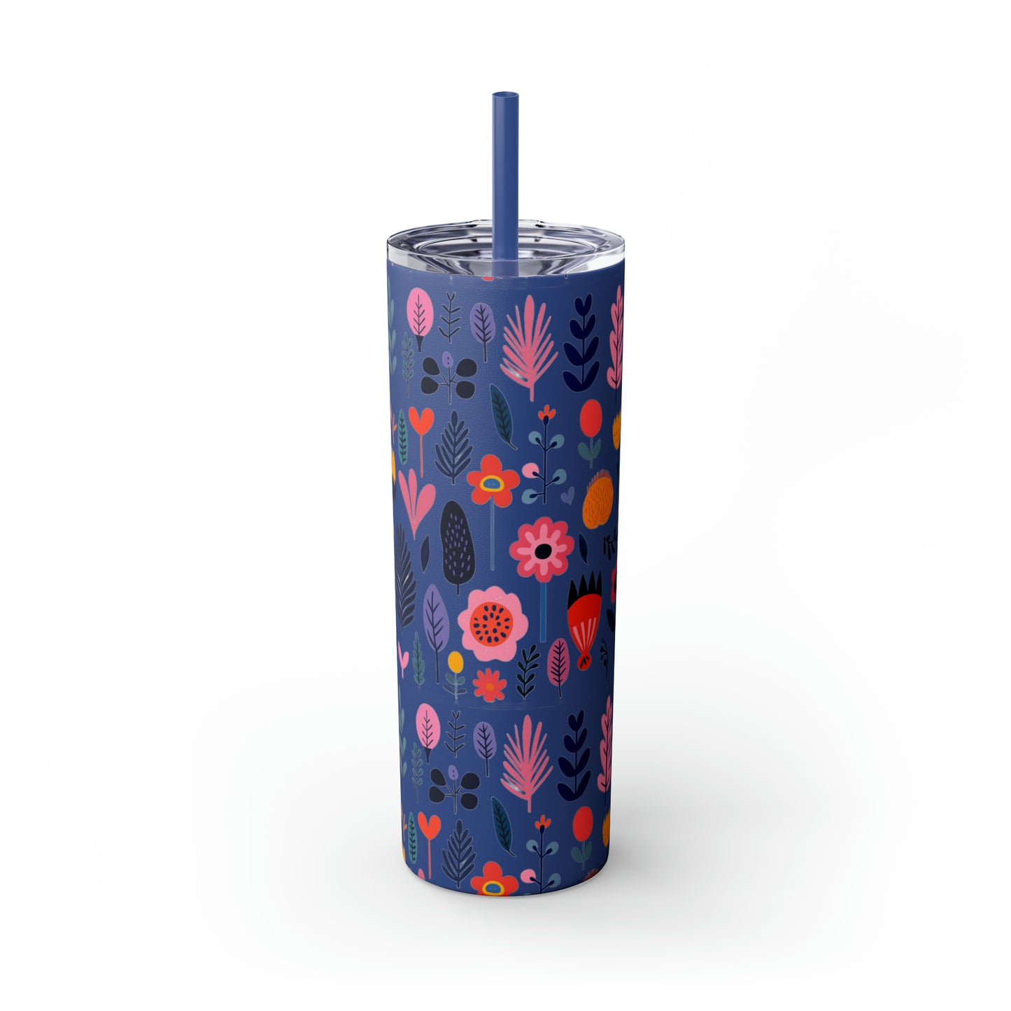 Flowers Maars Skinny Tumbler with Straw, 20oz