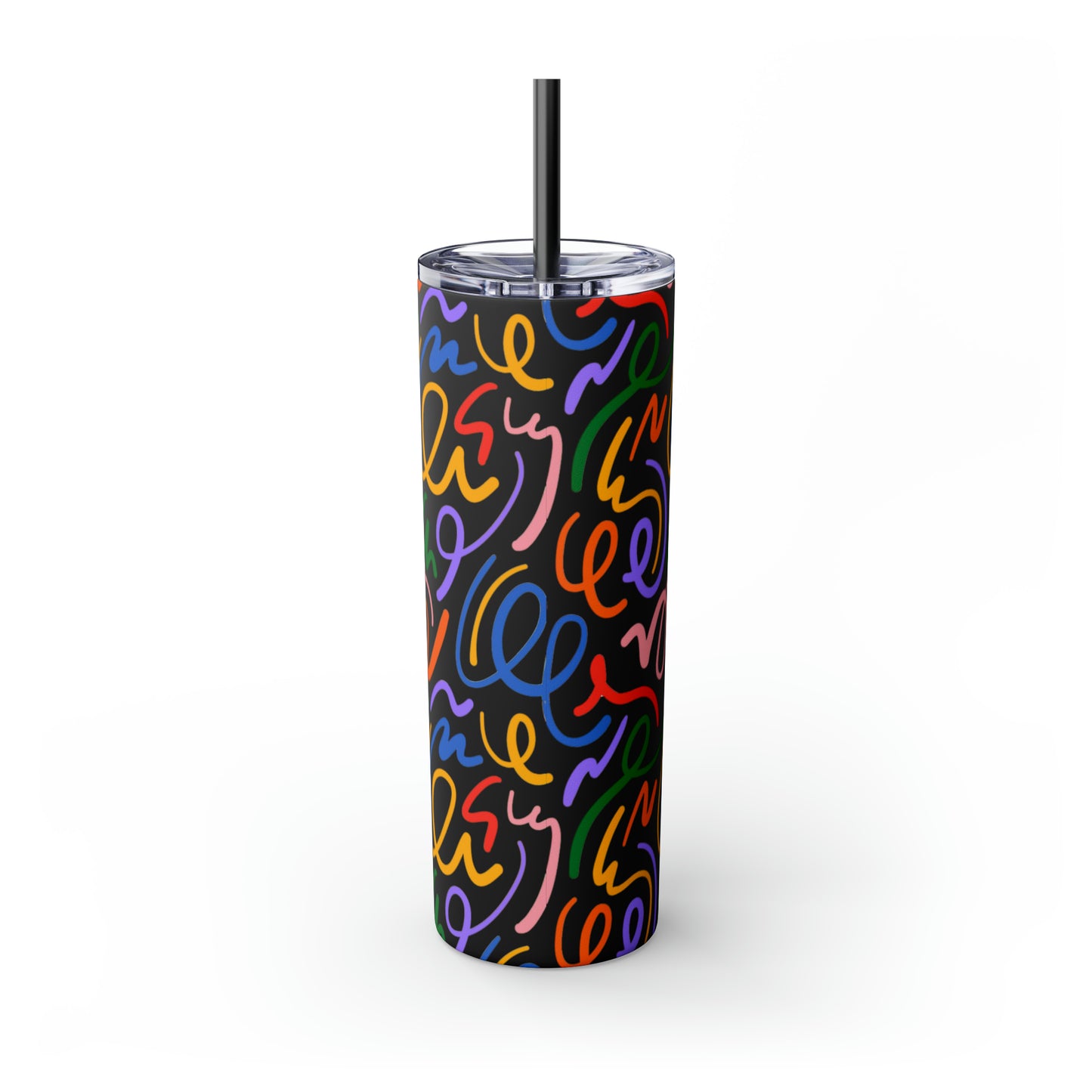 Rainbow Confetti Maars Skinny Tumbler with Straw, 20oz