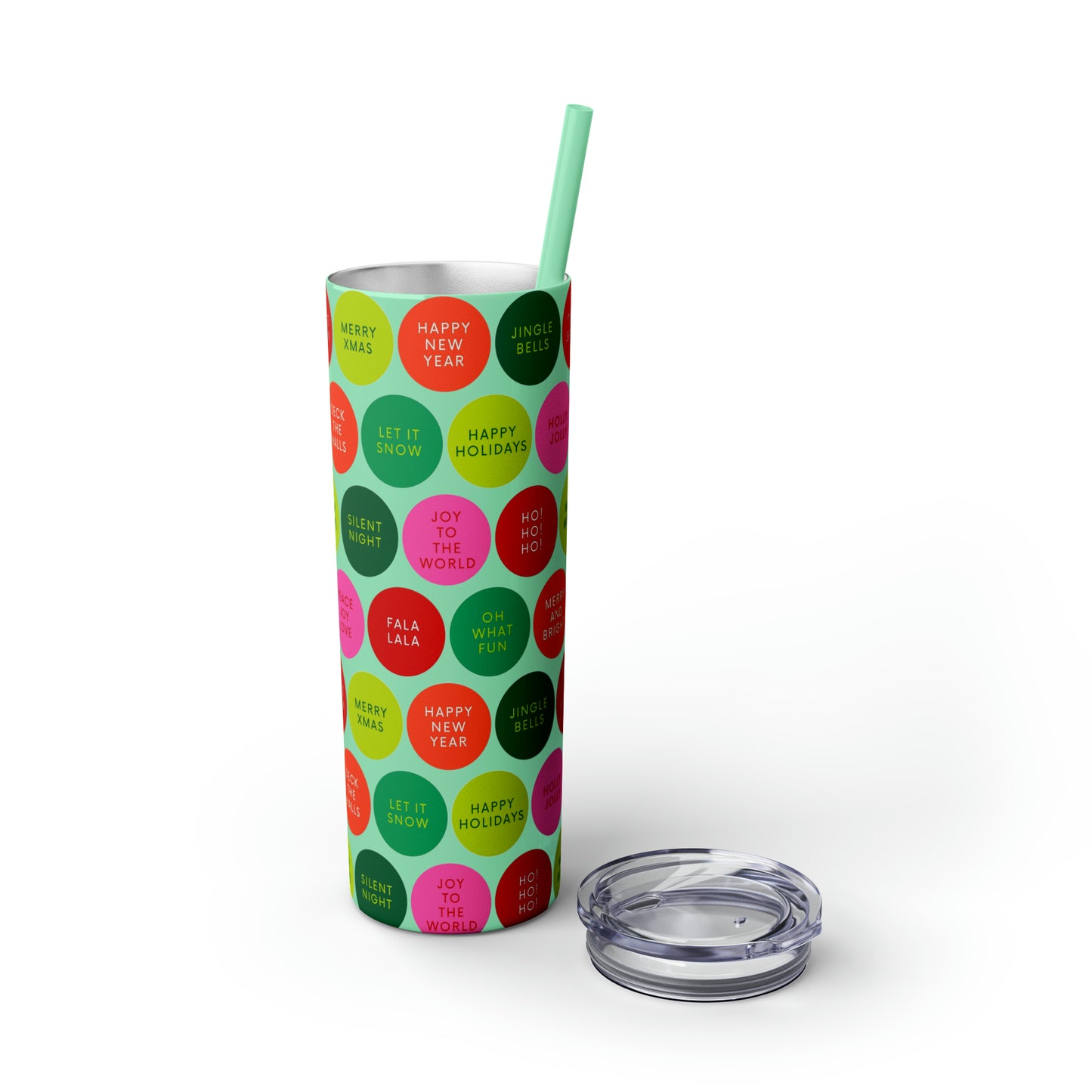 Holiday Polkadots Maars Skinny Tumbler with Straw, 20oz