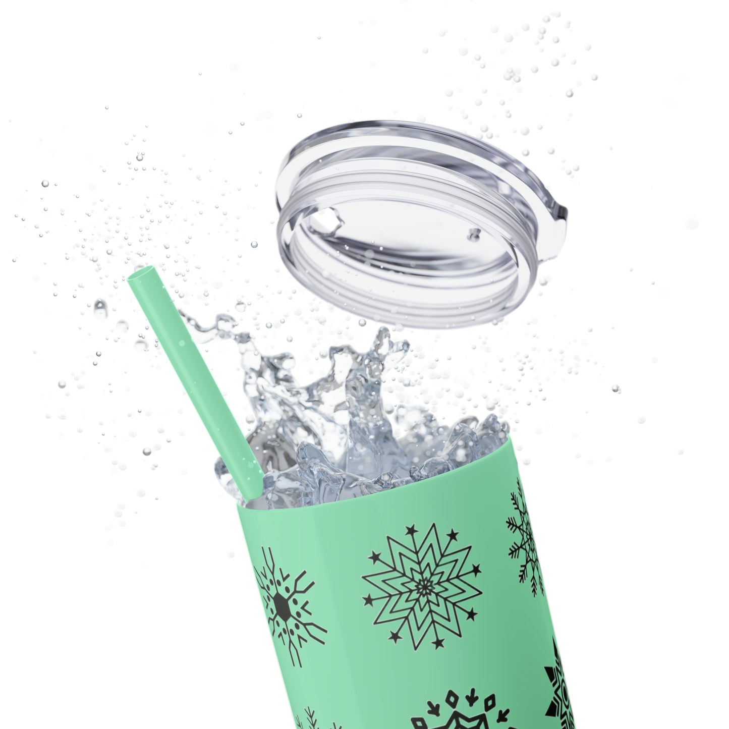 Snowflake Maars Skinny Tumbler with Straw, 20oz