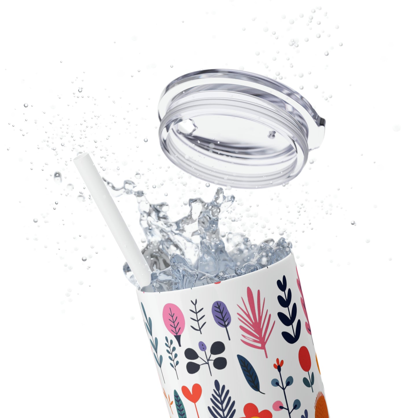 Flowers Maars Skinny Tumbler with Straw, 20oz