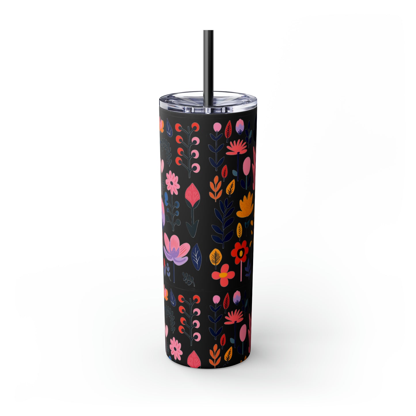 Flowers Maars Skinny Tumbler with Straw, 20oz