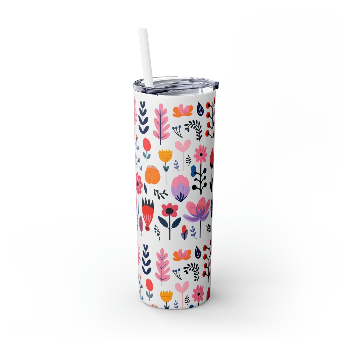 Flowers Maars Skinny Tumbler with Straw, 20oz