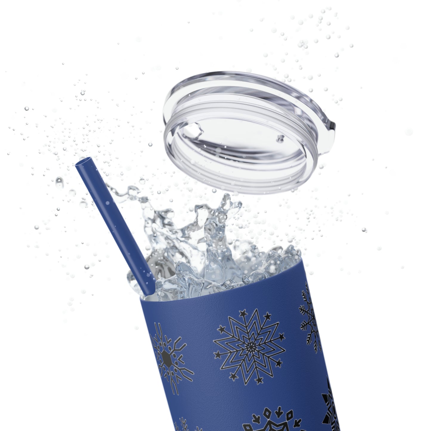 Snowflake Maars Skinny Tumbler with Straw, 20oz