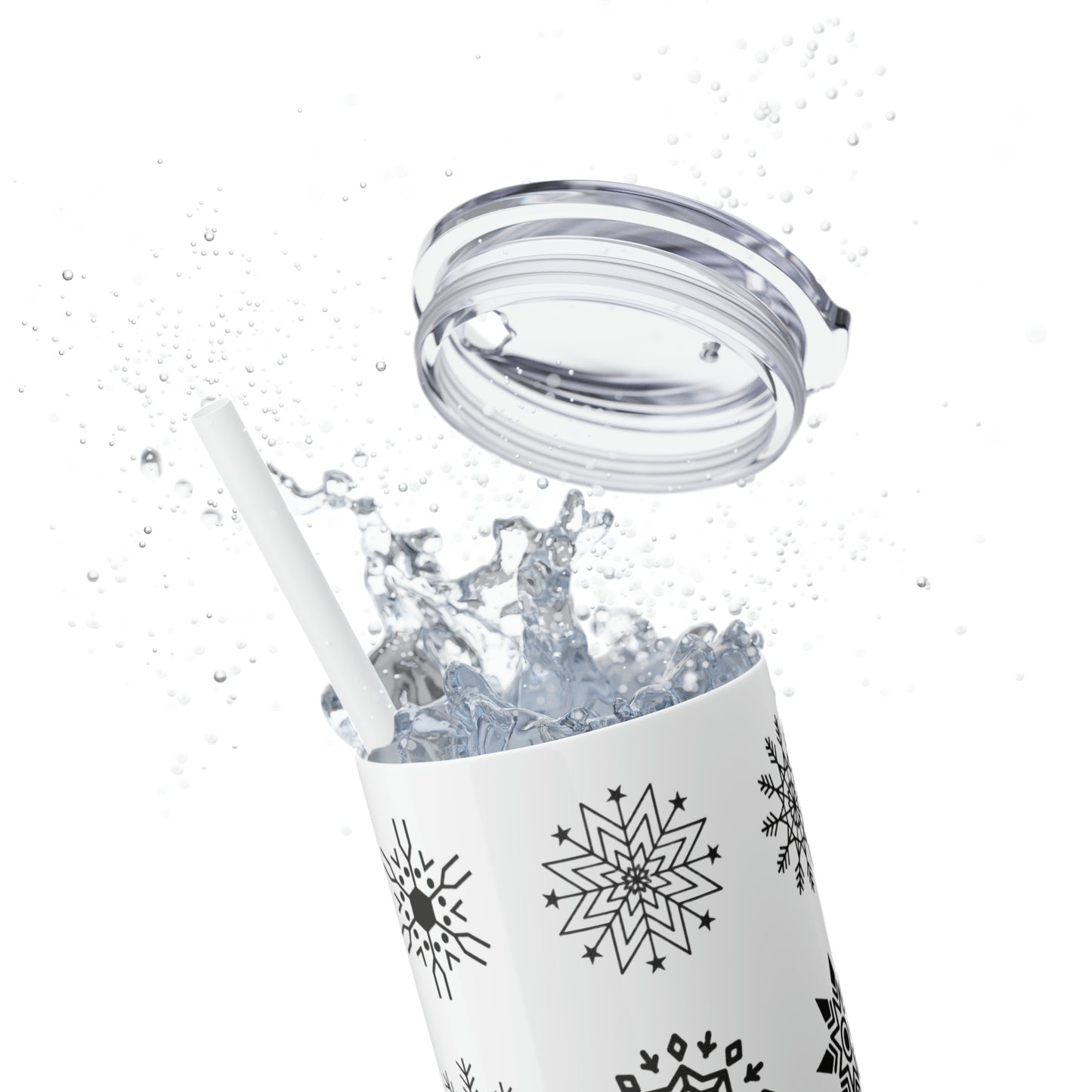 Snowflake Maars Skinny Tumbler with Straw, 20oz