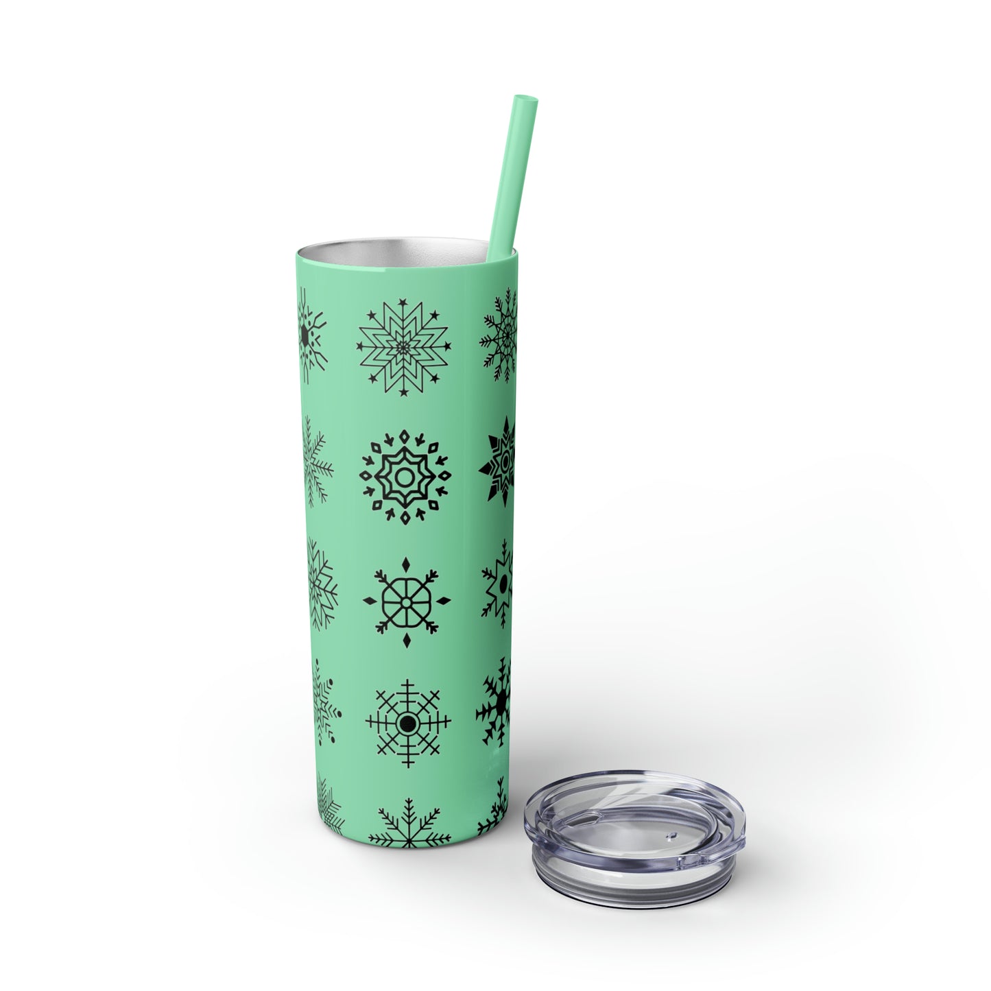 Snowflake Maars Skinny Tumbler with Straw, 20oz