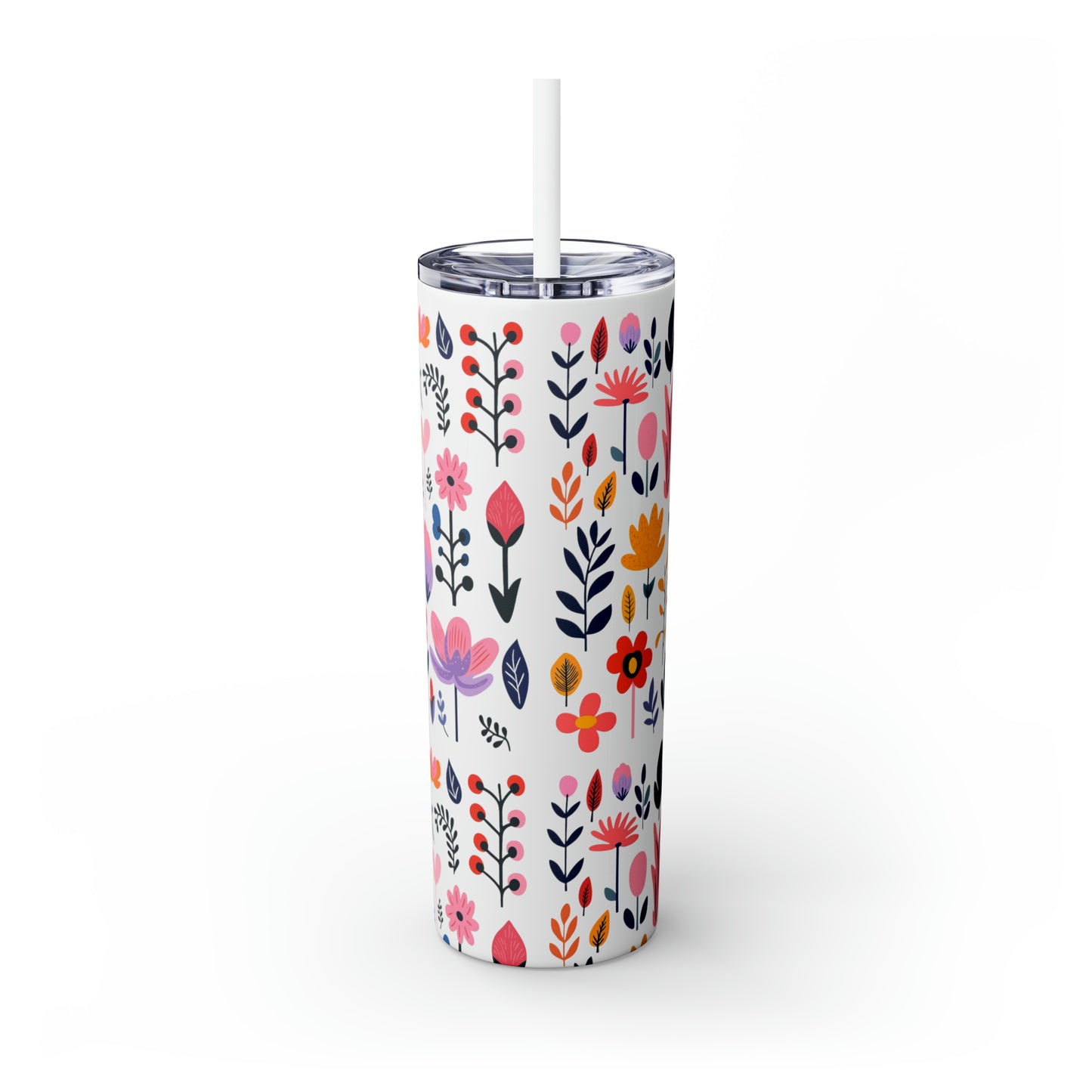 Flowers Maars Skinny Tumbler with Straw, 20oz