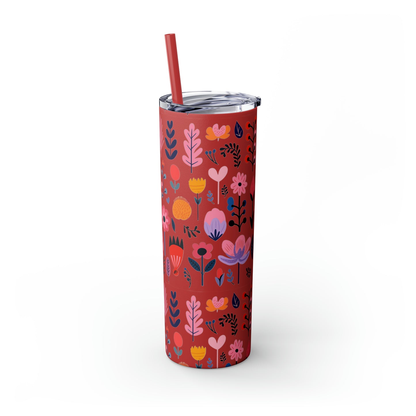 Flowers Maars Skinny Tumbler with Straw, 20oz