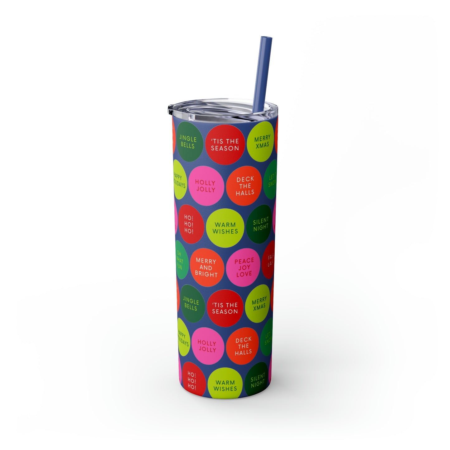 Holiday Polkadots Maars Skinny Tumbler with Straw, 20oz