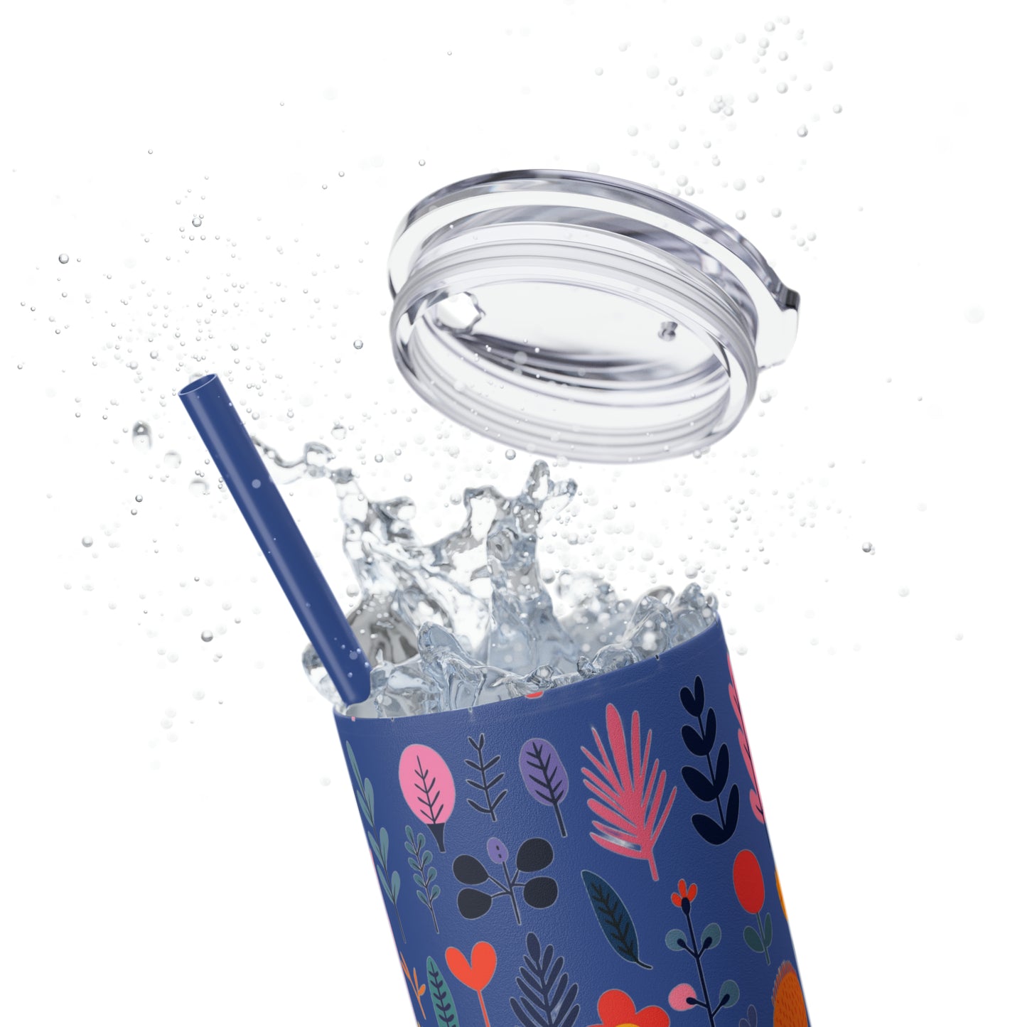 Flowers Maars Skinny Tumbler with Straw, 20oz