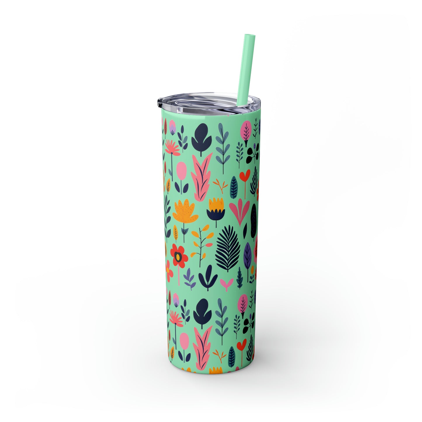 Flowers Maars Skinny Tumbler with Straw, 20oz