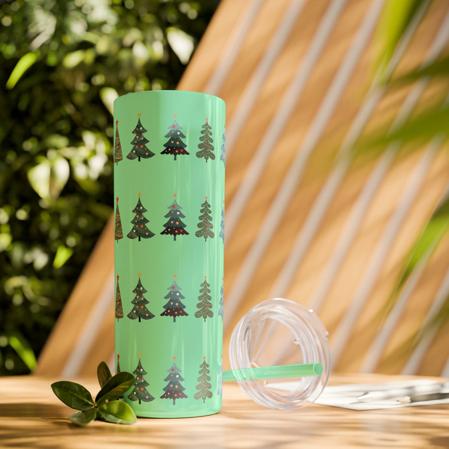 Chirstmas Tree Maars Skinny Tumbler with Straw, 20oz