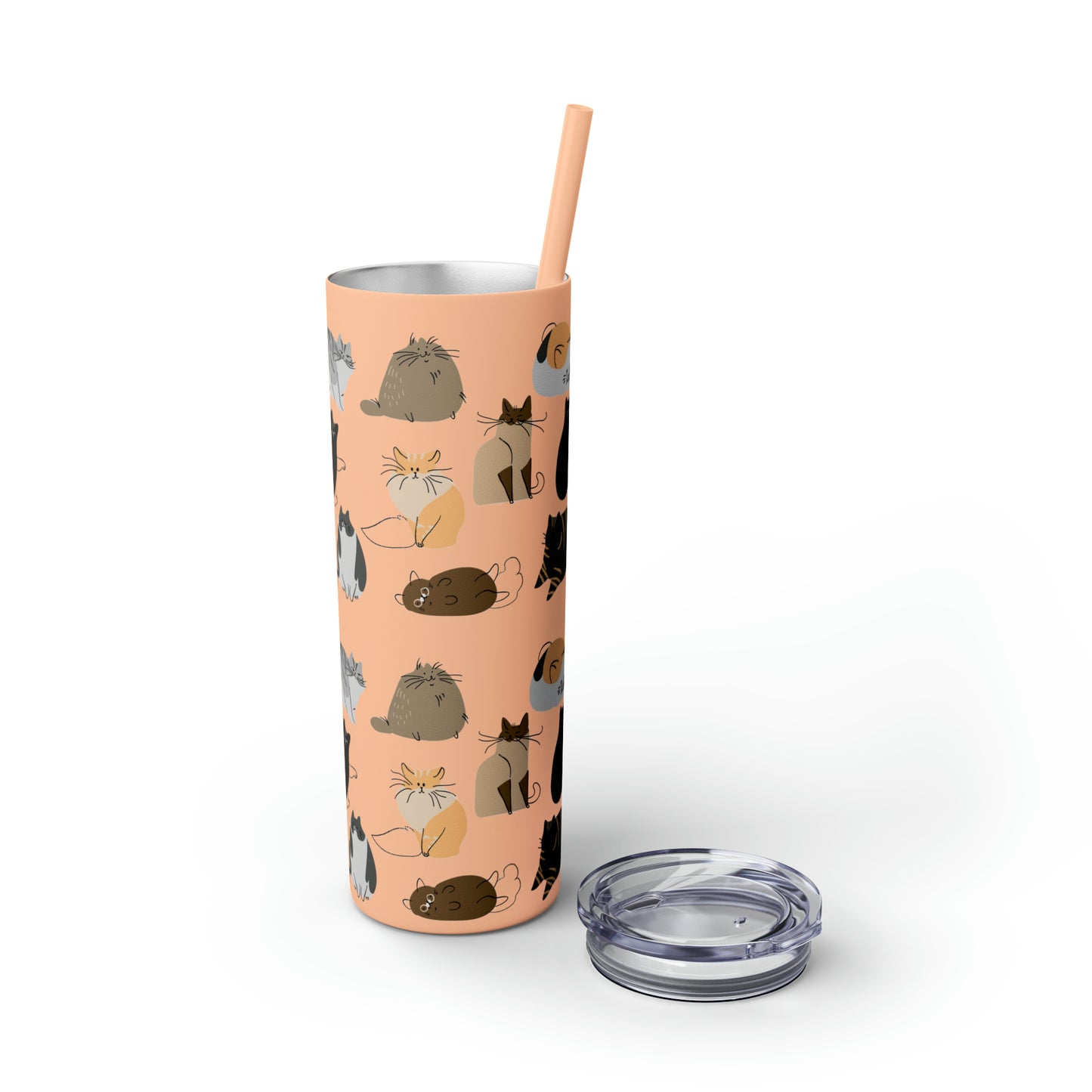 Cat Collection Maars Skinny Tumbler with Straw, 20oz