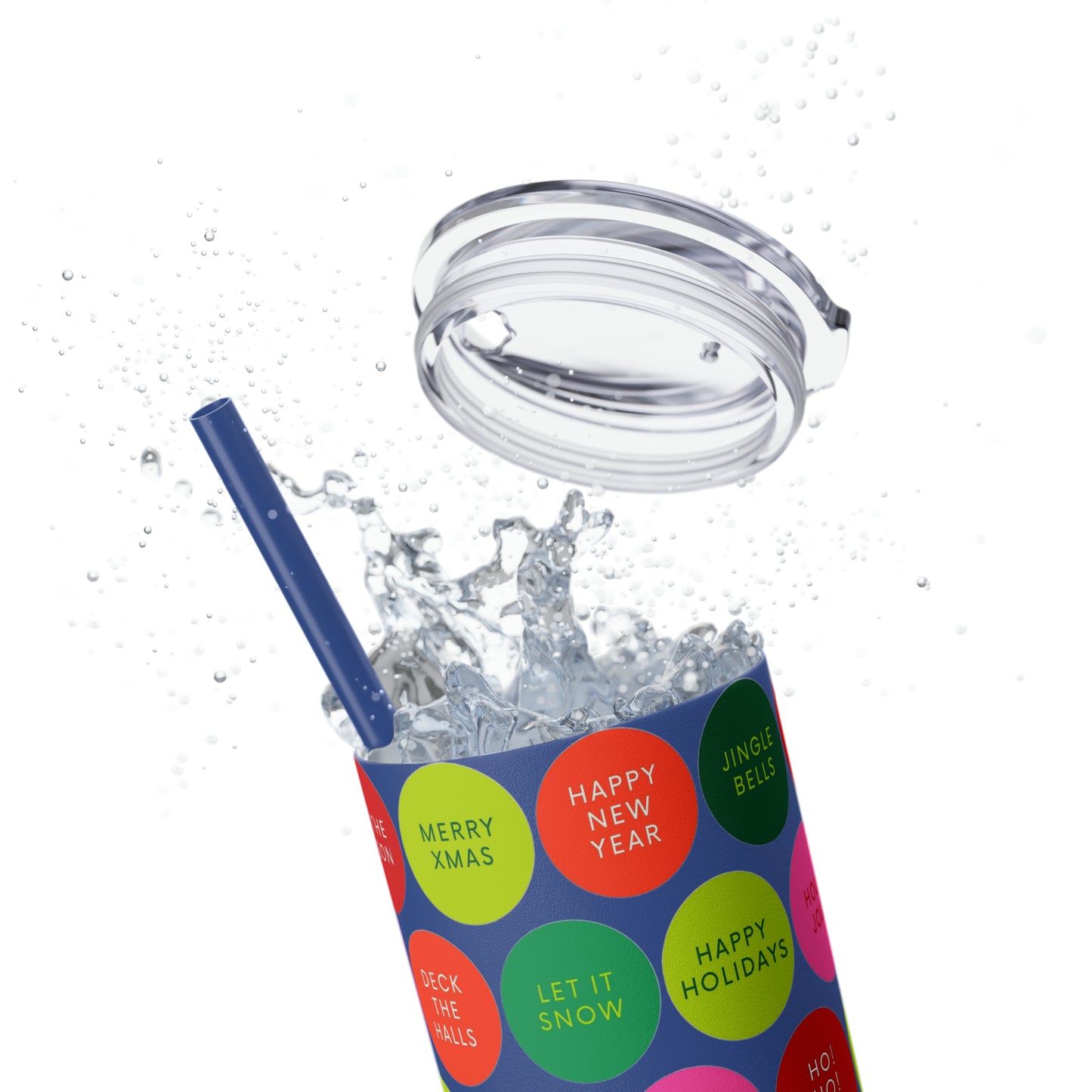 Holiday Polkadots Maars Skinny Tumbler with Straw, 20oz