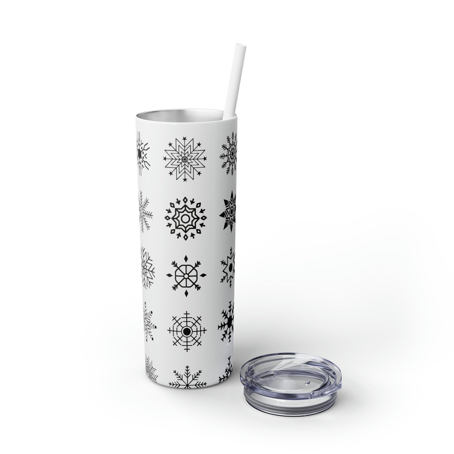 Snowflake Maars Skinny Tumbler with Straw, 20oz