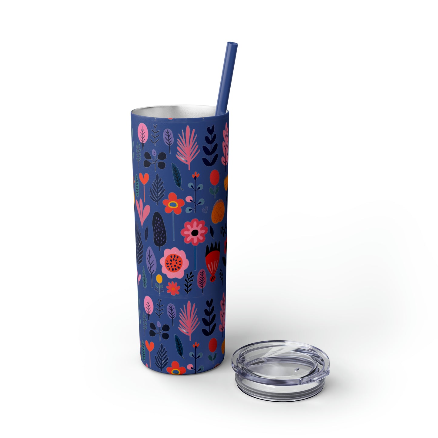 Flowers Maars Skinny Tumbler with Straw, 20oz