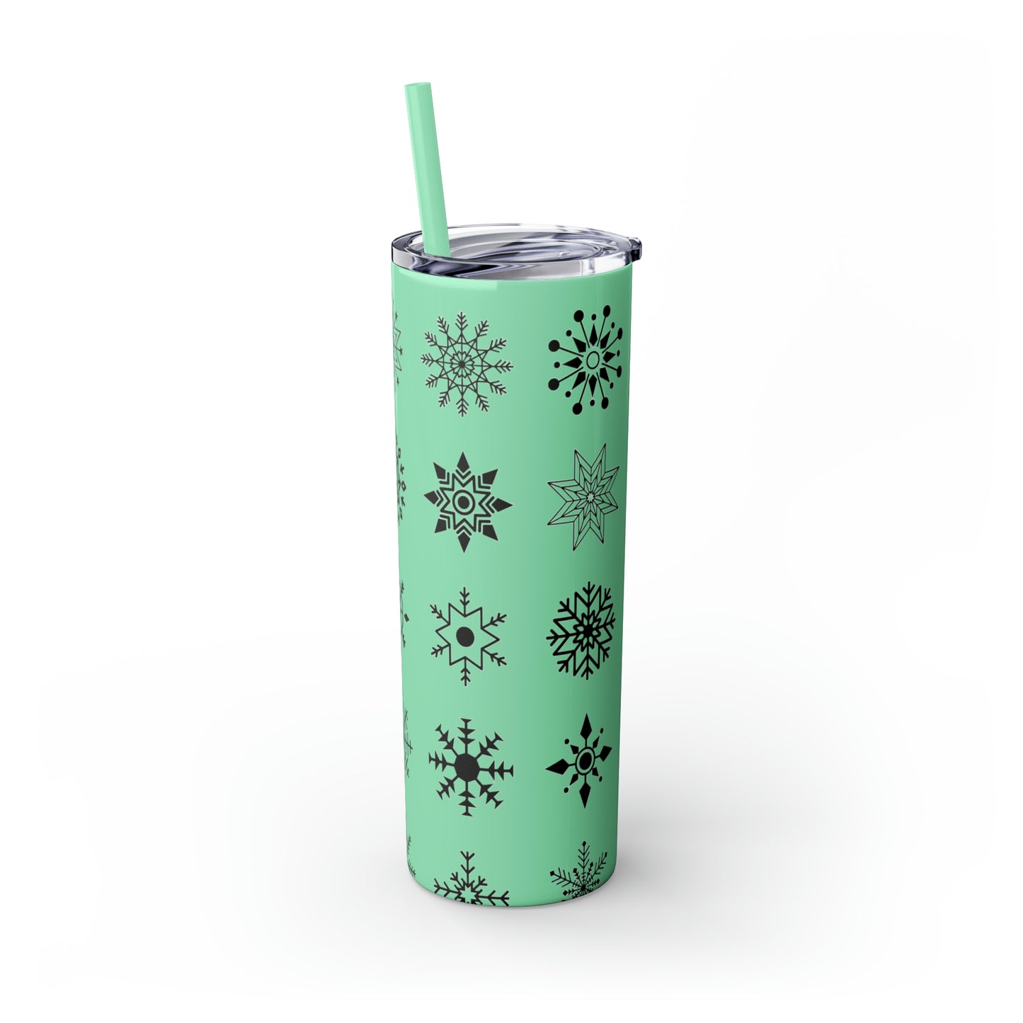 Snowflake Maars Skinny Tumbler with Straw, 20oz