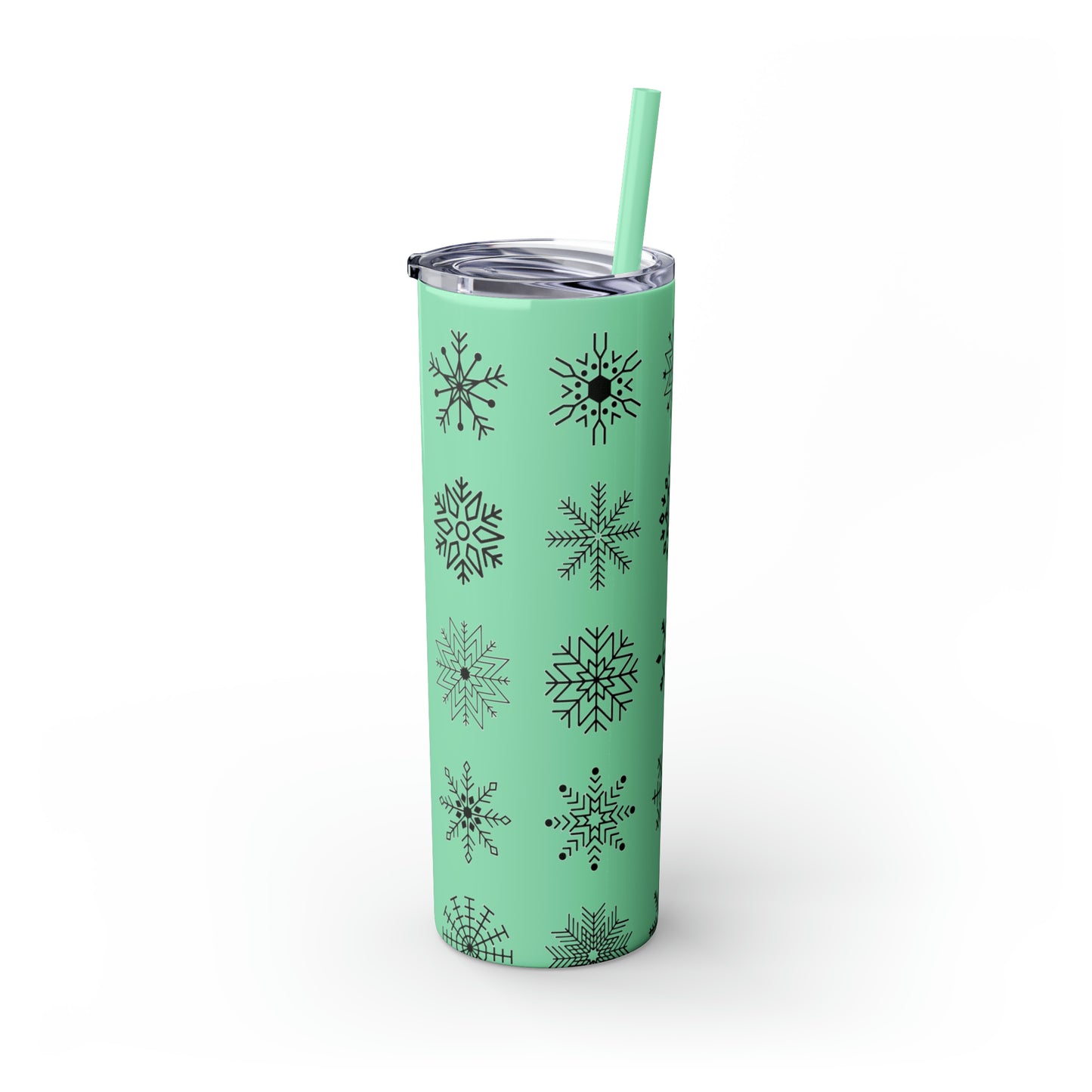 Snowflake Maars Skinny Tumbler with Straw, 20oz