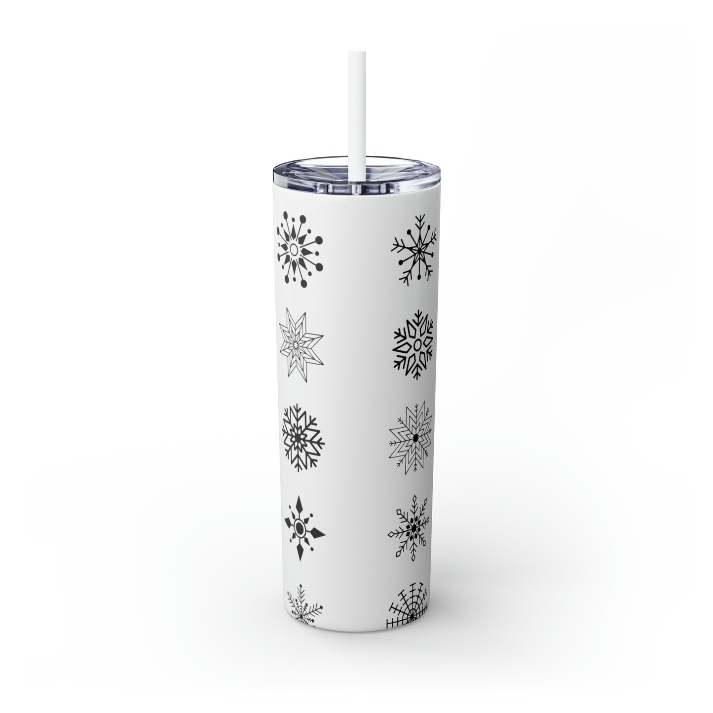 Snowflake Maars Skinny Tumbler with Straw, 20oz