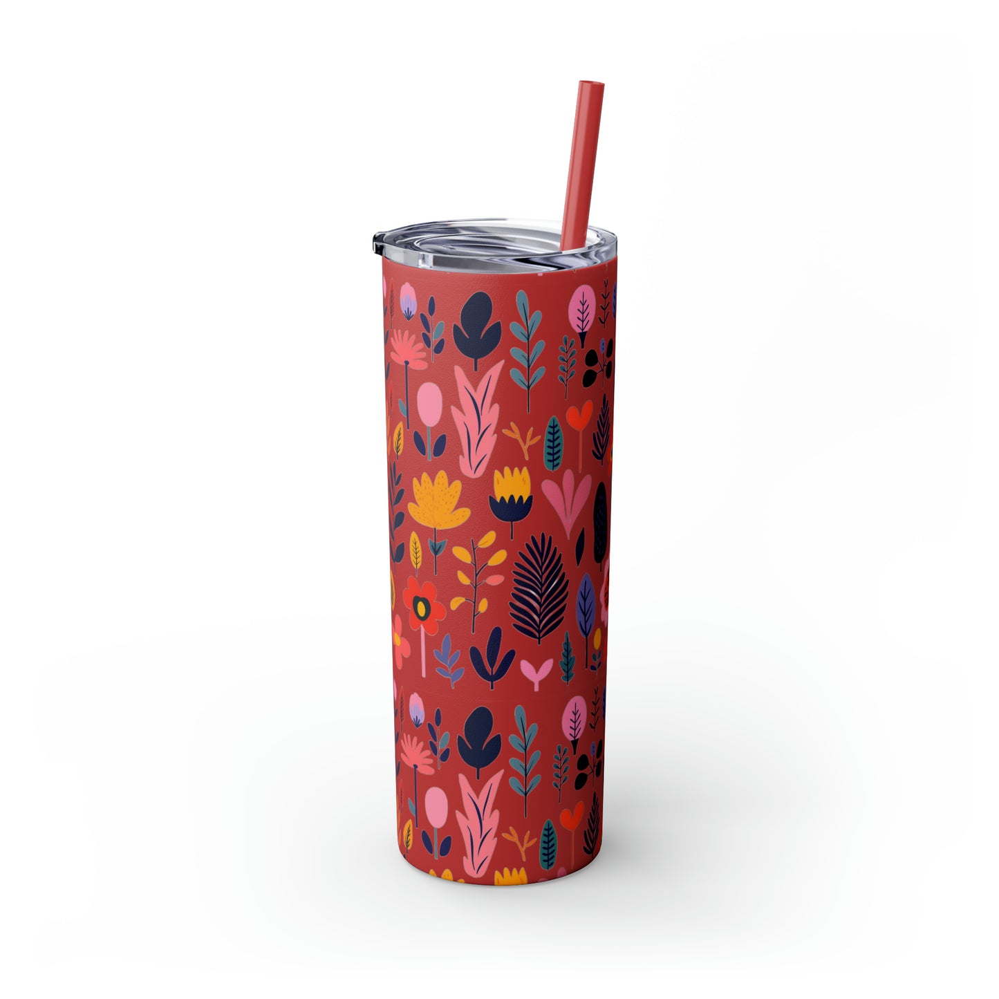 Flowers Maars Skinny Tumbler with Straw, 20oz