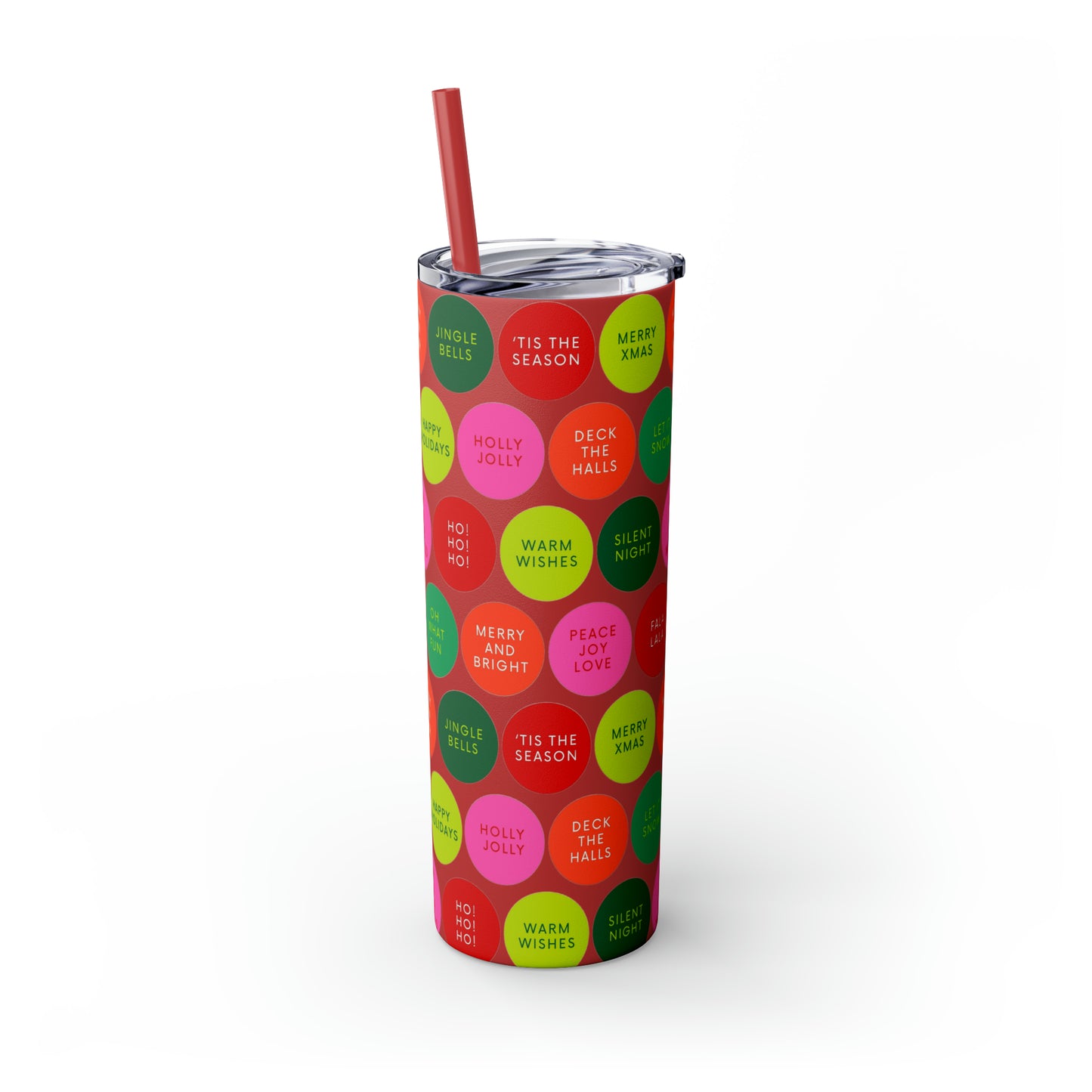 Holiday Polkadots Maars Skinny Tumbler with Straw, 20oz