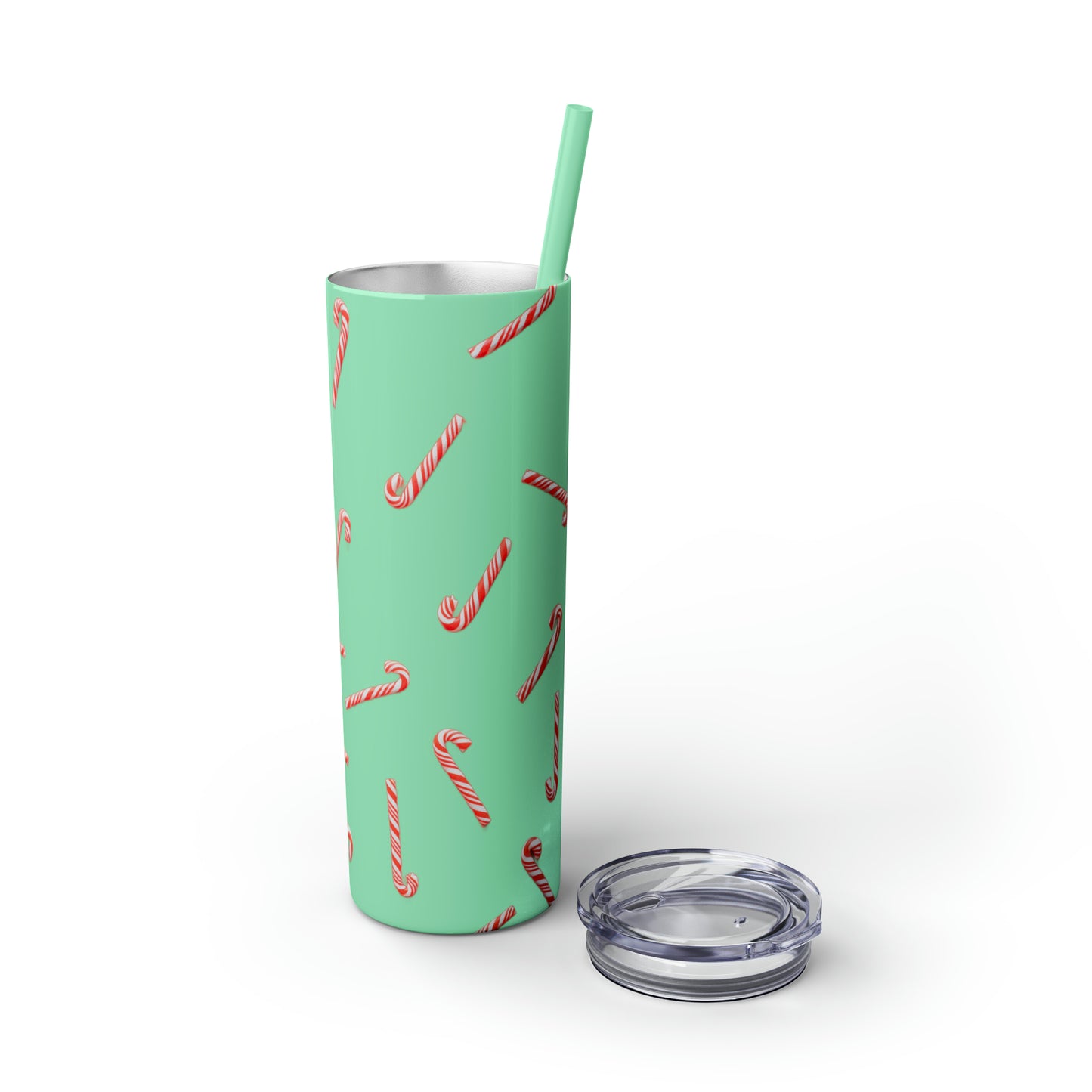 Candy Cane Maars Skinny Tumbler with Straw, 20oz