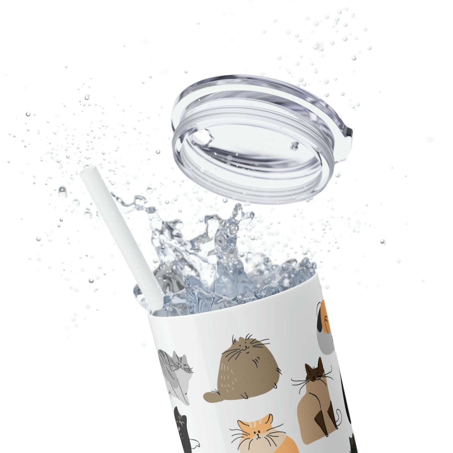 Cat Collection Maars Skinny Tumbler with Straw, 20oz