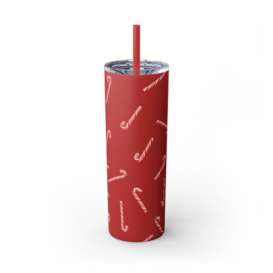 Candy Cane Maars Skinny Tumbler with Straw, 20oz