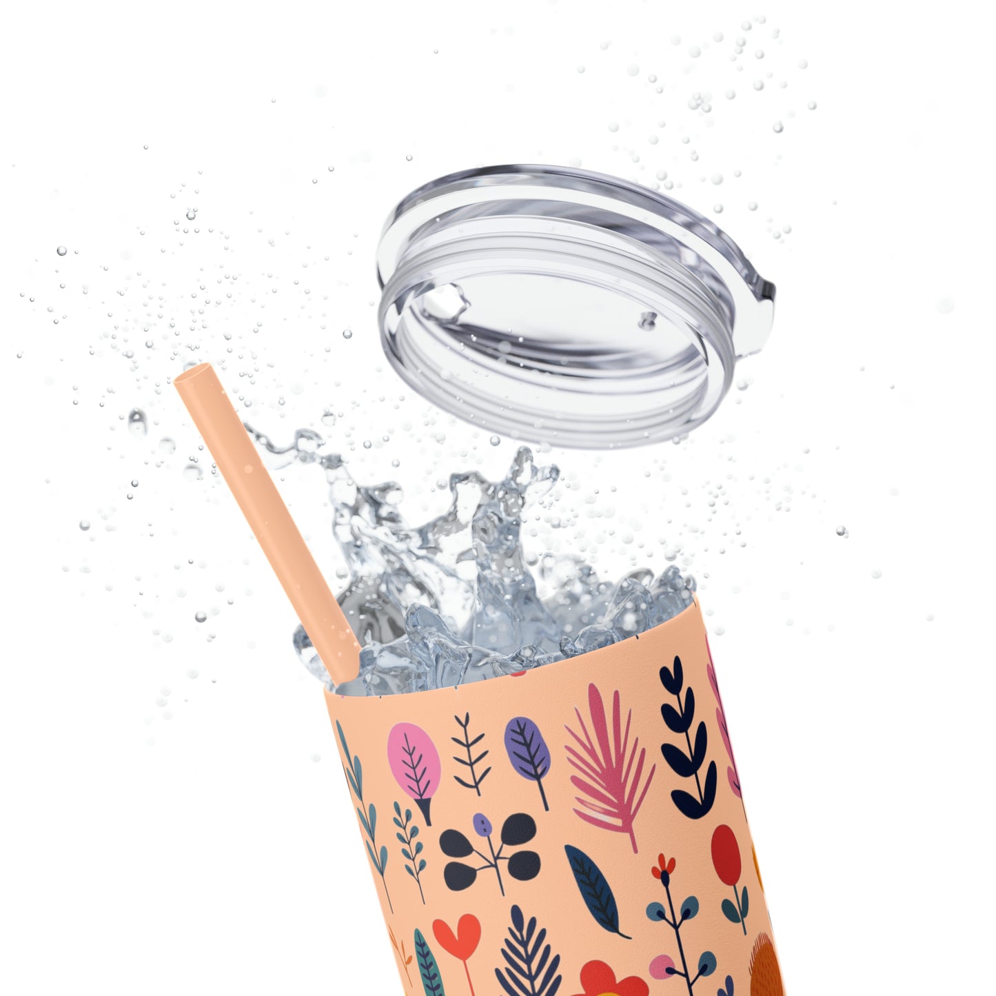 Flowers Maars Skinny Tumbler with Straw, 20oz