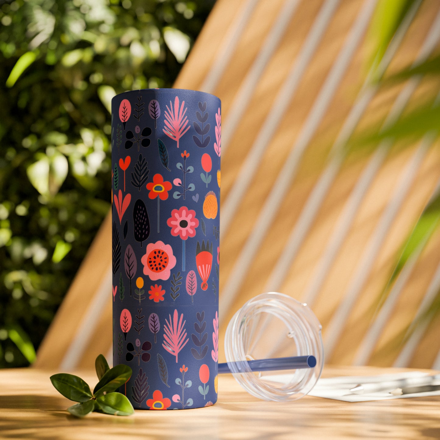 Flowers Maars Skinny Tumbler with Straw, 20oz