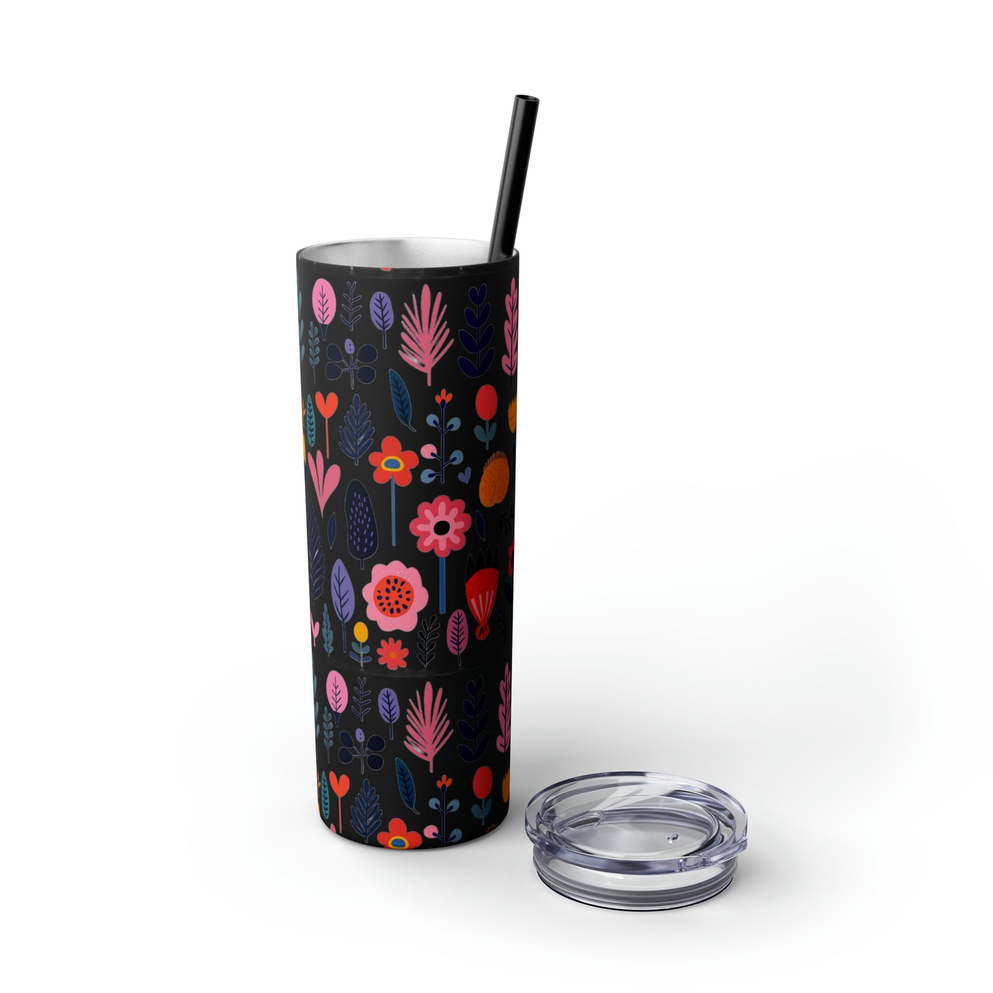 Flowers Maars Skinny Tumbler with Straw, 20oz