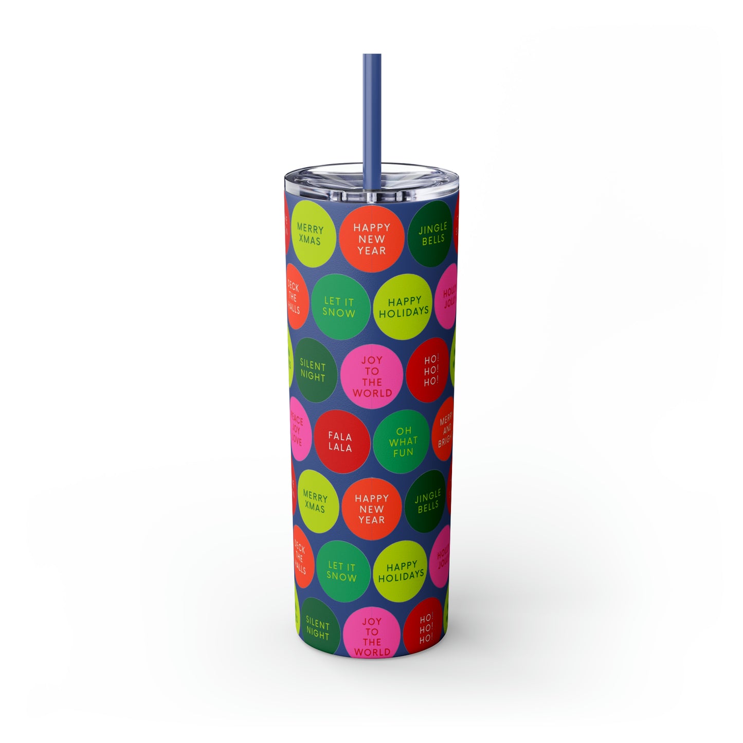 Holiday Polkadots Maars Skinny Tumbler with Straw, 20oz