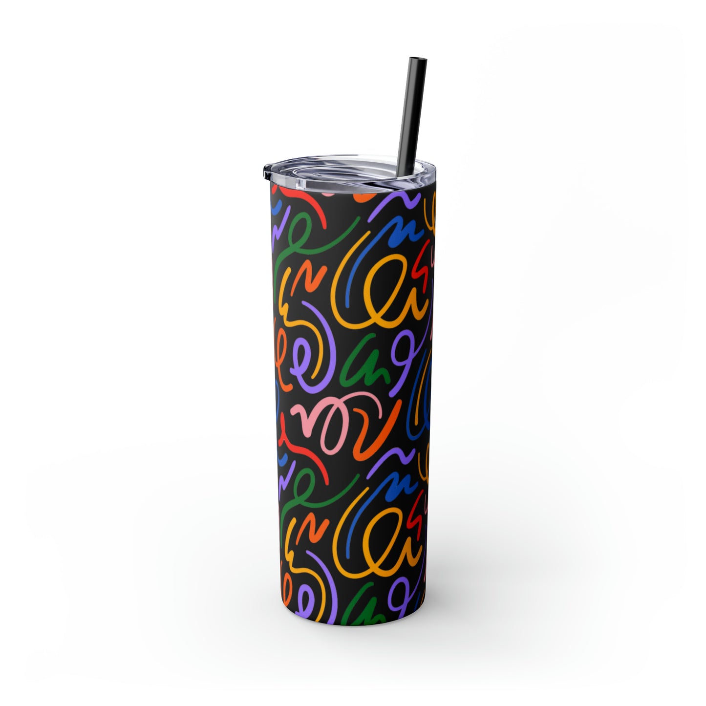 Rainbow Confetti Maars Skinny Tumbler with Straw, 20oz