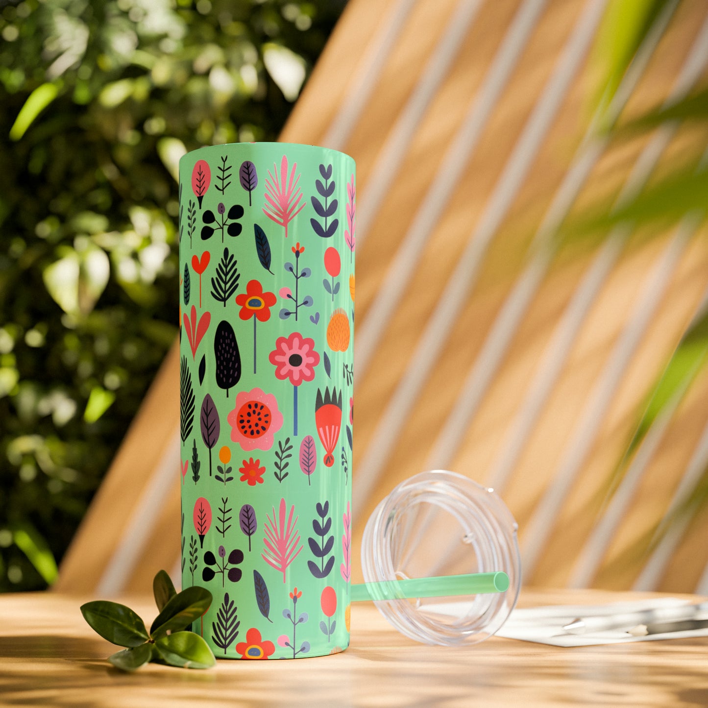 Flowers Maars Skinny Tumbler with Straw, 20oz