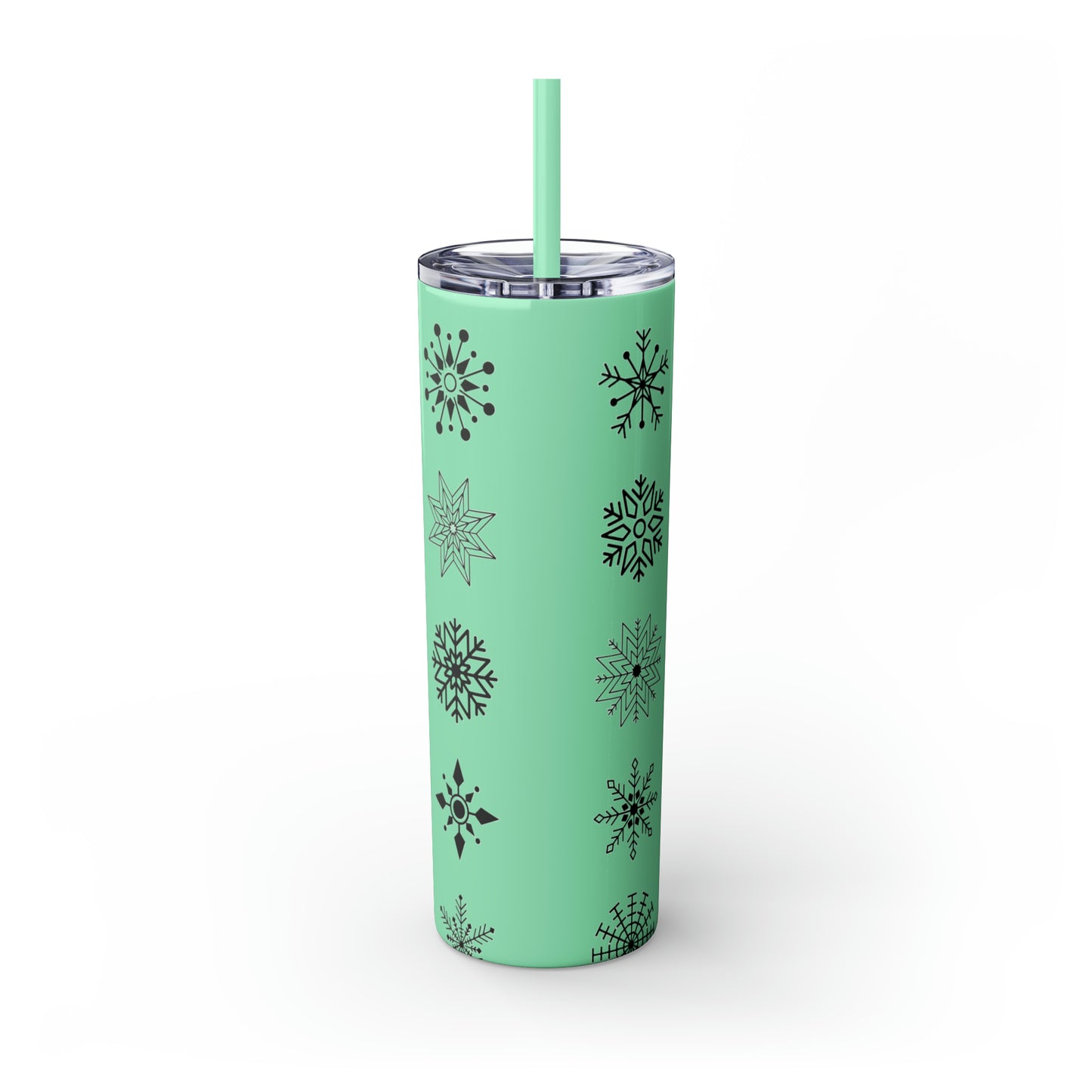 Snowflake Maars Skinny Tumbler with Straw, 20oz