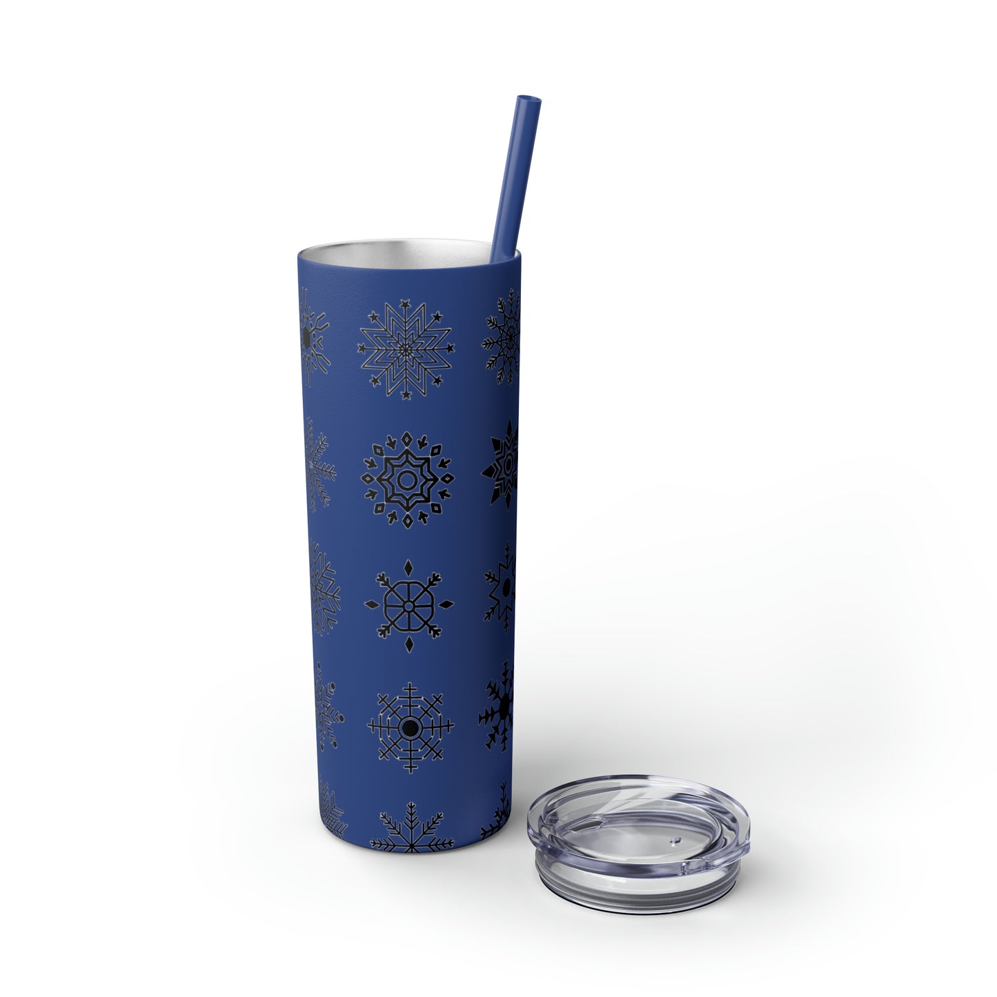 Snowflake Maars Skinny Tumbler with Straw, 20oz