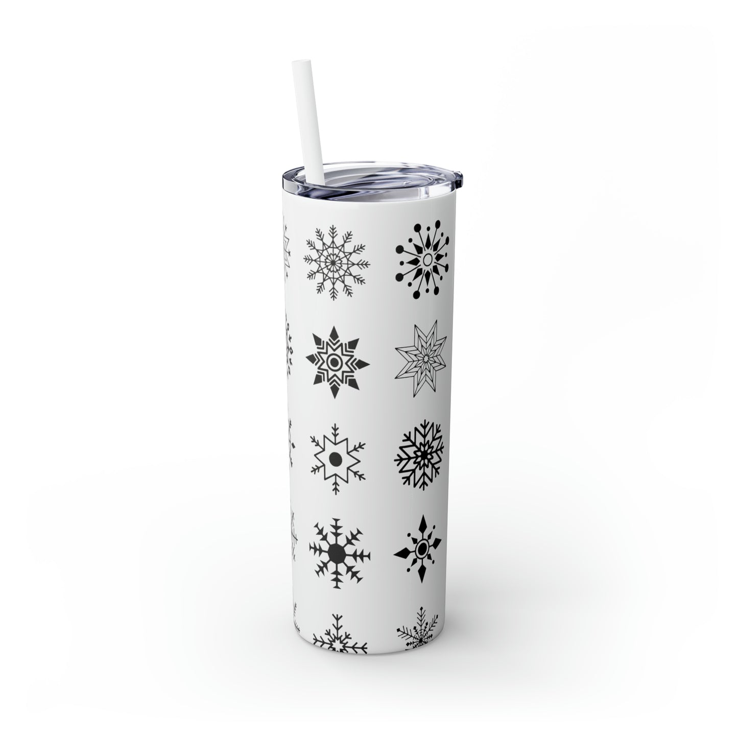 Snowflake Maars Skinny Tumbler with Straw, 20oz