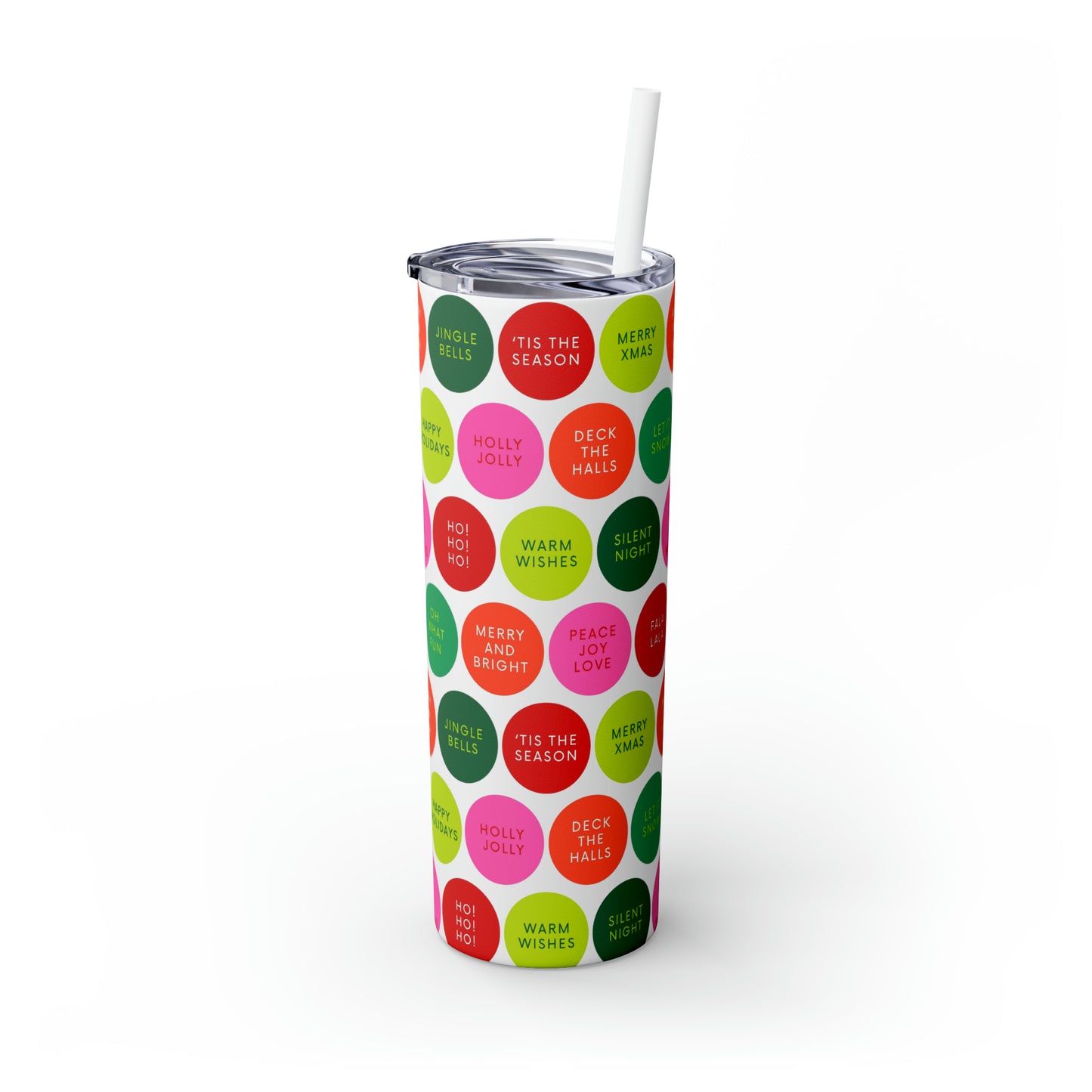 Holiday Polkadots Maars Skinny Tumbler with Straw, 20oz