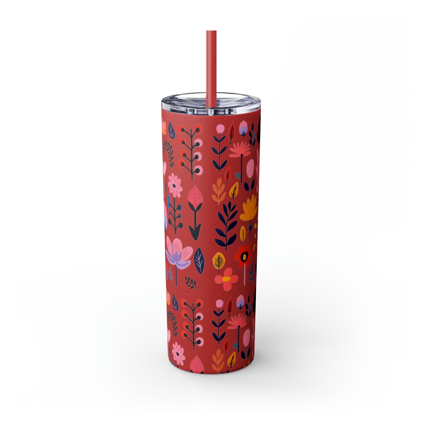 Flowers Maars Skinny Tumbler with Straw, 20oz