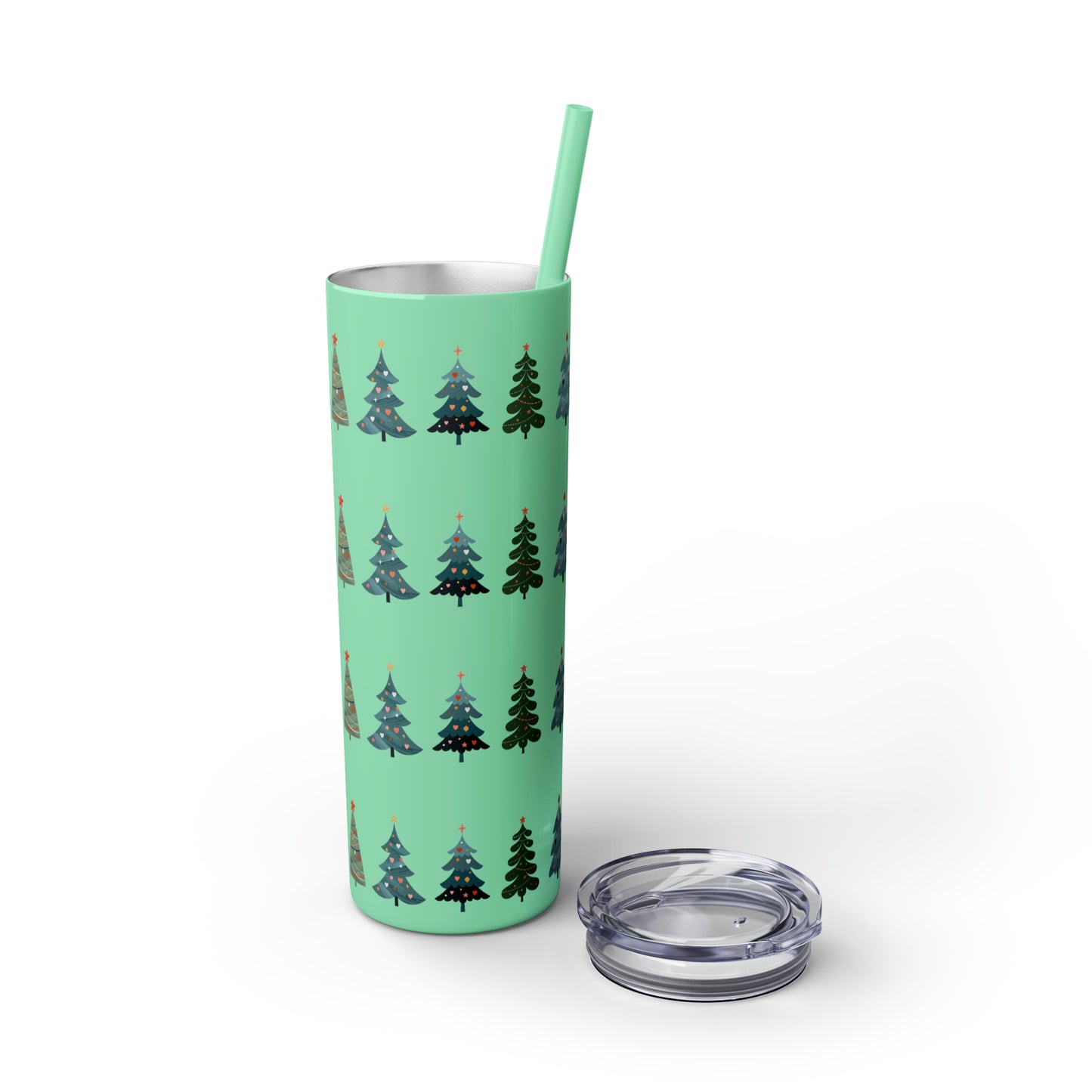 Chirstmas Tree Maars Skinny Tumbler with Straw, 20oz