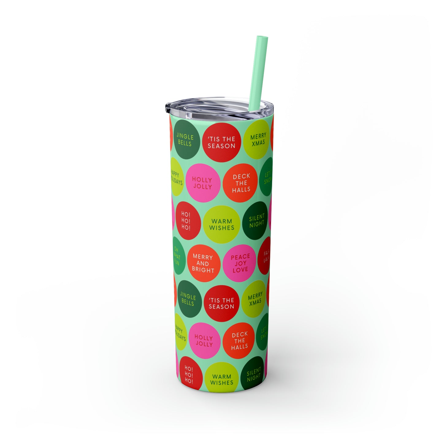 Holiday Polkadots Maars Skinny Tumbler with Straw, 20oz