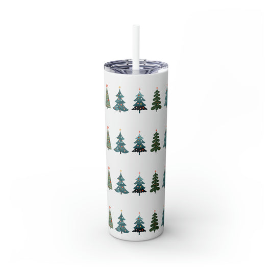 Chirstmas Tree Maars Skinny Tumbler with Straw, 20oz