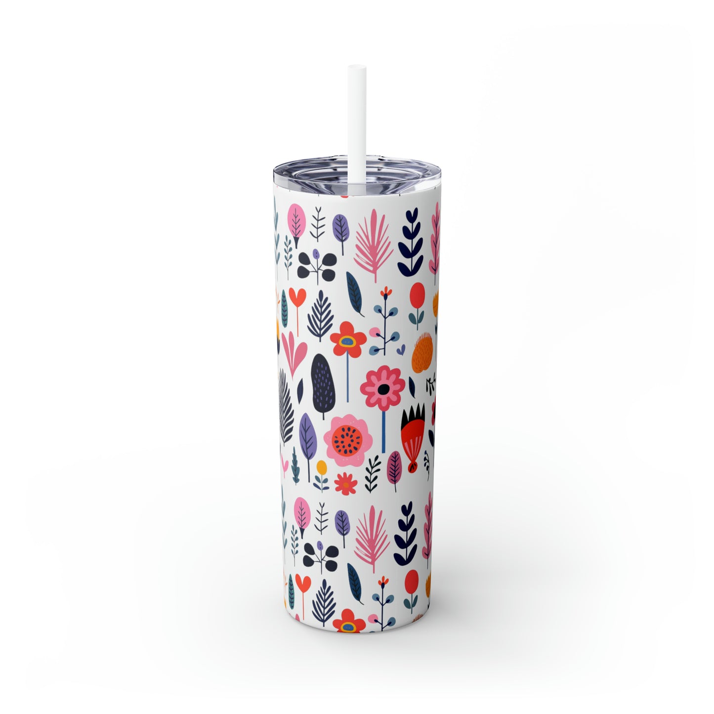 Flowers Maars Skinny Tumbler with Straw, 20oz