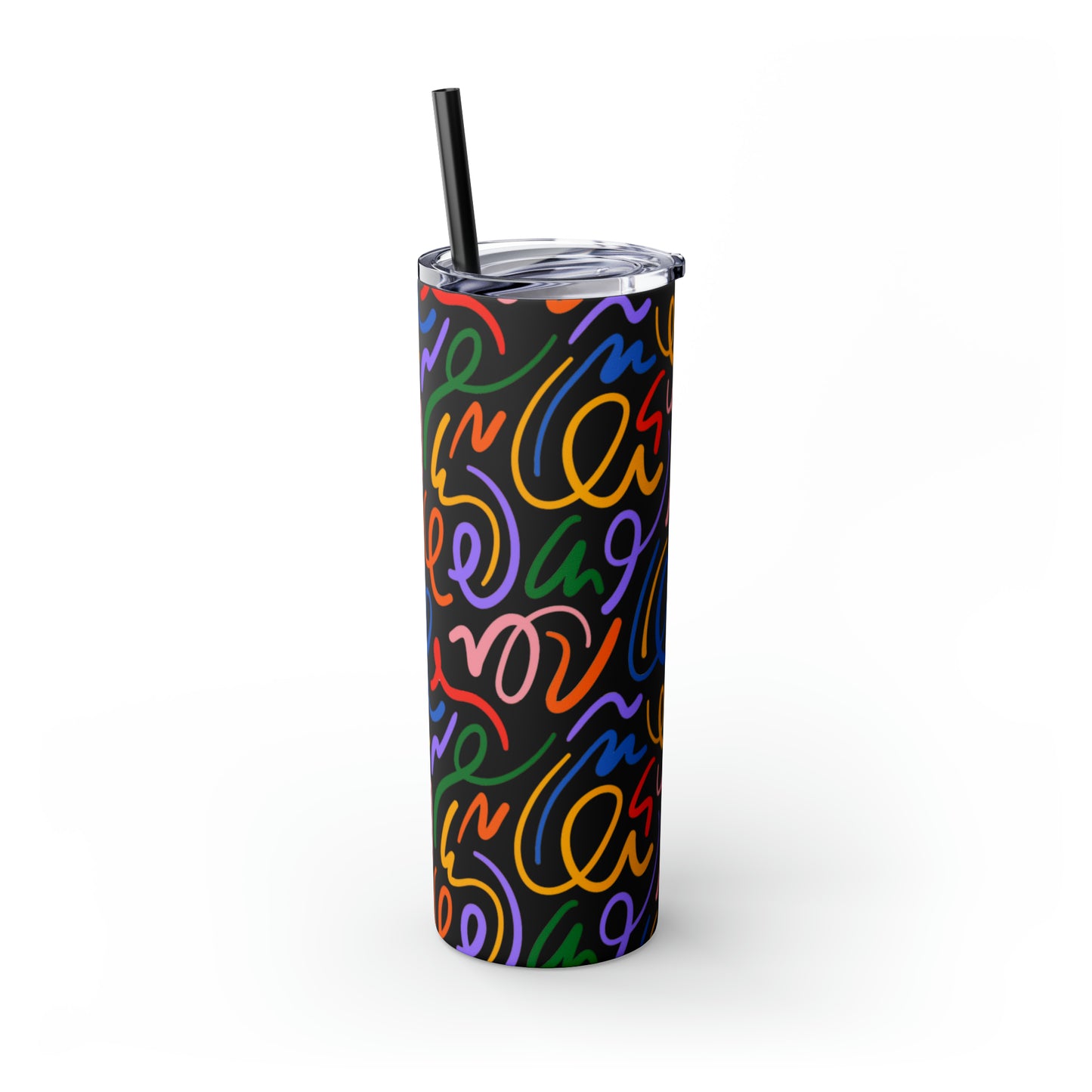 Rainbow Confetti Maars Skinny Tumbler with Straw, 20oz