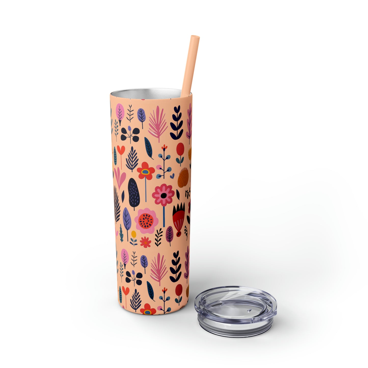 Flowers Maars Skinny Tumbler with Straw, 20oz